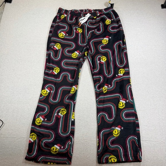 Joe Boxer Other - Joe Boxer Pajama Pants Mens XL Black Smiley Santa Christmas Drawstring